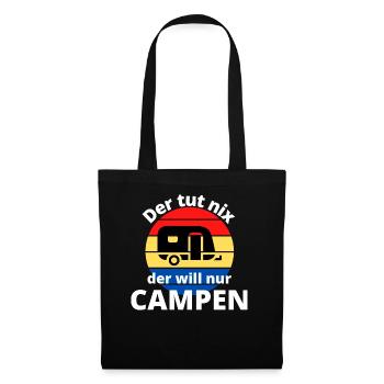 Tut nix will campen - Camping Wohnwagen Retro Sun - Stoffbeutel - Schwarz - Vorne