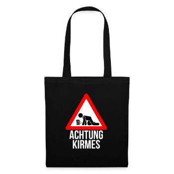 Achtung Kirmes – Lustiges Party Warnschild-Design - Stoffbeutel - Schwarz - Vorne