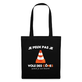 cadeau cool voleur cône de chantier alcoolique - Sac en tissu - noir - Devant
