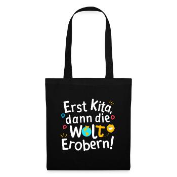 Erst Kita Absolvent Einschulung Geschenk Schulkind - Stoffbeutel - Schwarz - Vorne