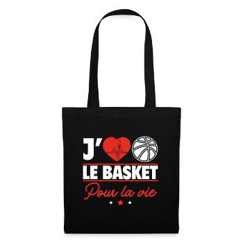 J’aime le basket pour la vie - Sac en tissu - noir - Devant