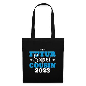 Futur super cousin 2023 cadeau humour anniversaire - Sac en tissu - noir - Devant