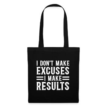 Pas D'Excuses Des Résultats - Citation Inspirante - Sac en tissu - noir - Devant