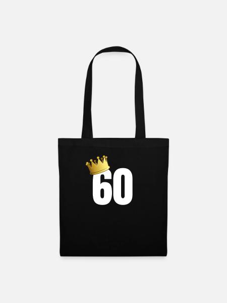 60 Geburtstag Geschenk Zahl Nummer Krone König - Stoffbeutel - Schwarz