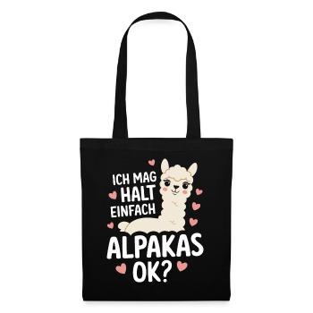 Alpaka Llama - Stoffbeutel - Schwarz - Vorne