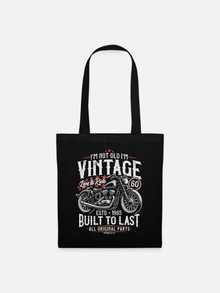 1965 Jahrgang geboren Motorrad Geburtstag Geschenk - Stoffbeutel - Schwarz