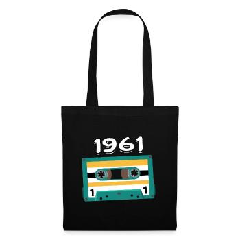 Kassette 1961 Jahrgang Jubiläum 1961 - Stoffbeutel - Schwarz - Vorne