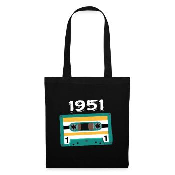 Kassette 1951 Jahrgang Jubiläum 1951 - Stoffbeutel - Schwarz - Vorne