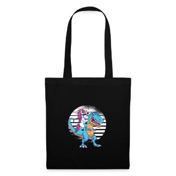 Idée cadeau sympa Licorne et T-Rex Dino - Sac en tissu - noir - Devant