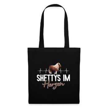 Shetty im Herzen Herzschlag Shetland Pony - Stoffbeutel - Schwarz - Vorne