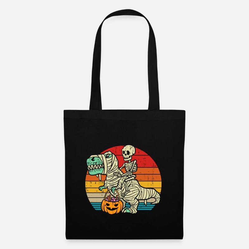 Skeleton Riding Mom Dinosaur - Tote Bag - black