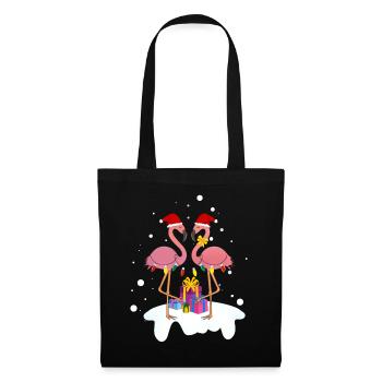 Flamingo-Weihnachten. Weihnachtsgeschenk - Stoffbeutel - Schwarz - Vorne