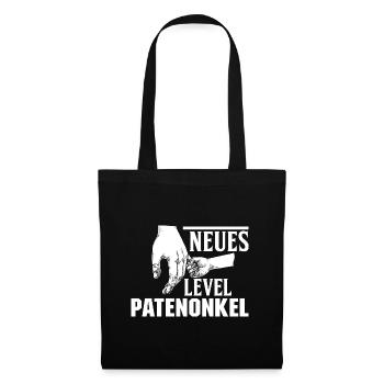 Neues Level Patenonkel Taufpate - Stoffbeutel - Schwarz - Vorne