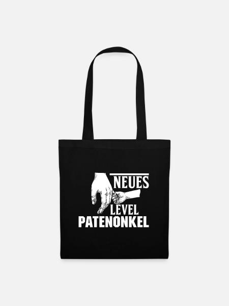 Neues Level Patenonkel Taufpate - Stoffbeutel - Schwarz
