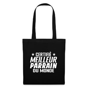 Certifié Meilleur Parrain - Cadeau Parrain - Sac en tissu - noir - Devant