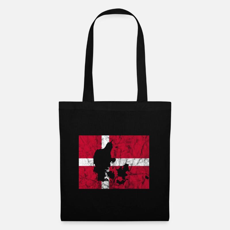 Denmark Danish Flag Dannebrog Silhouette - Tote Bag - black