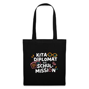 Kita Diplomat Abschluss Geschenk Schulkind Kiga - Stoffbeutel - Schwarz - Vorne