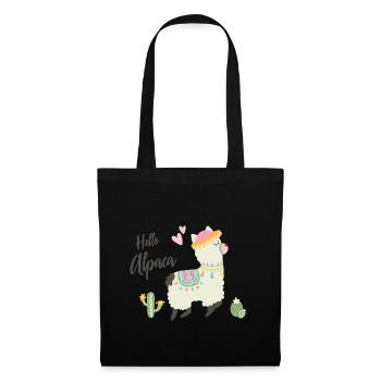 Hello Alpaca - Stoffbeutel - Schwarz - Vorne