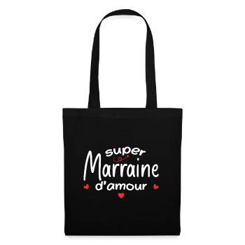 Marraine D'amour - Cadeau Meilleure Marraine - Sac en tissu - noir - Devant