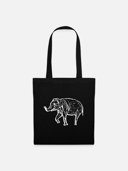 Elefant weiß - Stoffbeutel - Schwarz