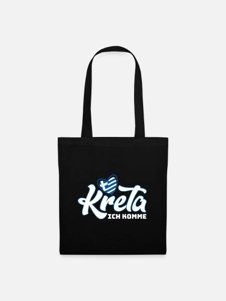 Kreta ich komme Griechenland Urlaub - Stoffbeutel - Schwarz
