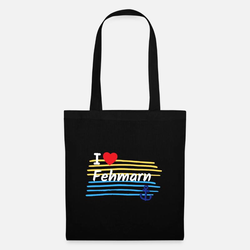 Ich liebe Fehmarn Küstenlook - Stoffbeutel - Schwarz