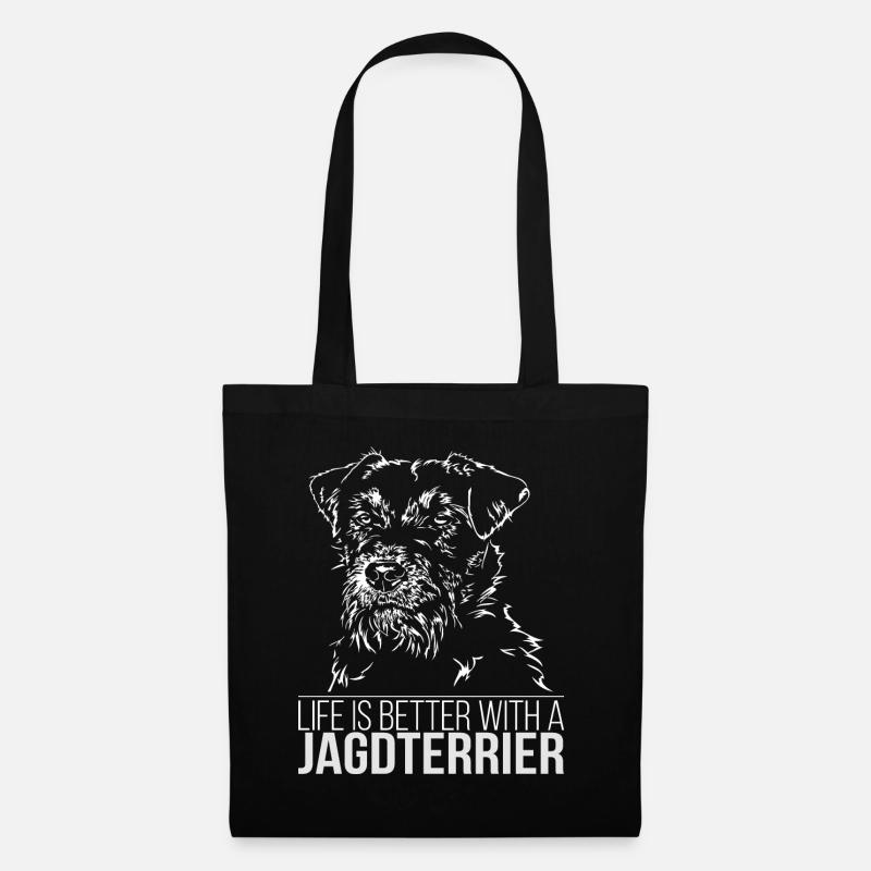 JAGDTERRIER Life is better Wilsigns Jagdhund DJT - Stoffbeutel - Schwarz