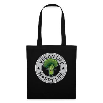 Vegan Life Happy Life Design für stolze Veganer - Stoffbeutel - Schwarz - Vorne