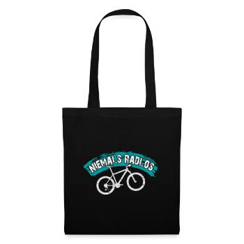 Niemals Radlos - Bikermotiv lustiger Bikerspruch - Stoffbeutel - Schwarz - Vorne
