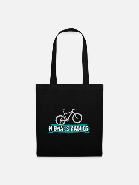 Niemals Radlos - Bikermotiv lustiger Bikerspruch - Stoffbeutel - Schwarz