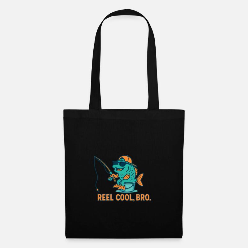 Reel Cool, Bro – Lustiger Anglerfisch mit Style - Stoffbeutel - Schwarz