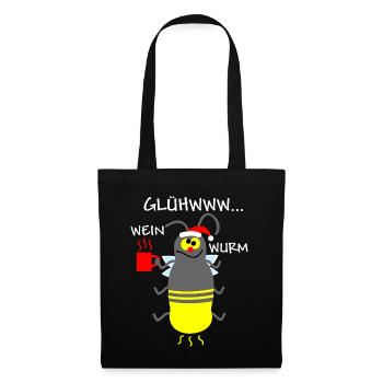 Glühwurm mit Glühwein - Stoffbeutel - Schwarz - Vorne