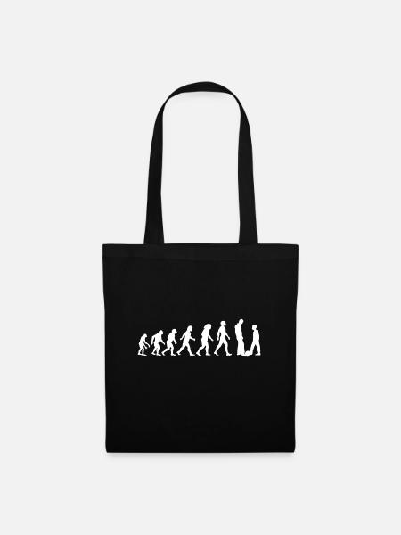 Fussball Fußballer Papa Evolution Vater Geschenk - Stoffbeutel - Schwarz
