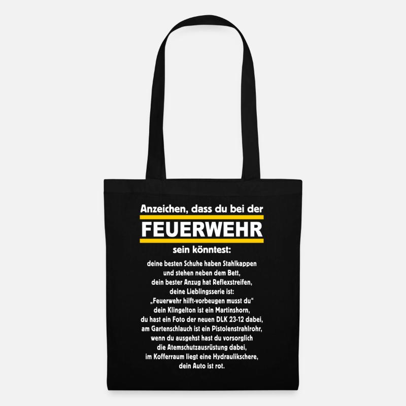 FWD - Anzeichen dass du bei der Feuerwehr sein - Stoffbeutel - Schwarz