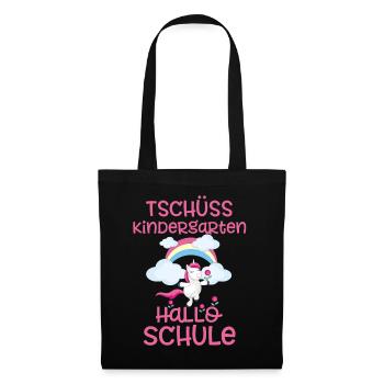 Tschüss Kindergarten - Hallo Schule - Stoffbeutel - Schwarz - Vorne
