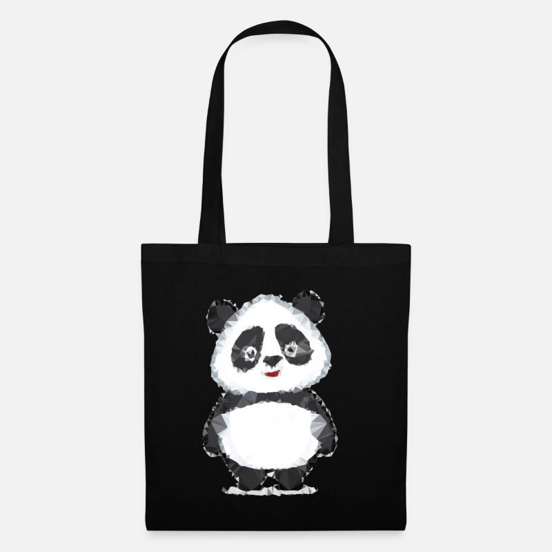 Panda Polygon - Stoffbeutel - Schwarz