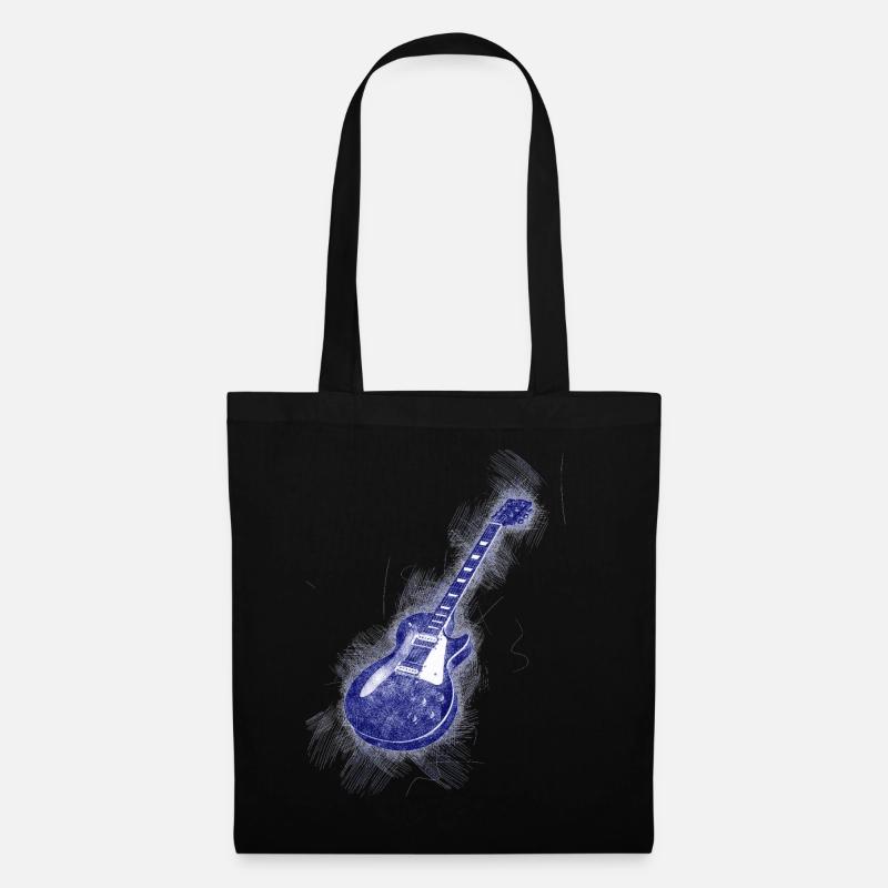 Rockgitarre im Aquarellstil - Stoffbeutel - Schwarz