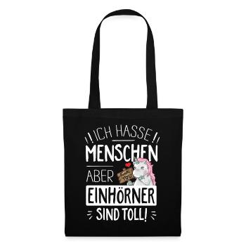 ich hasse Menschen - Stoffbeutel - Schwarz - Vorne