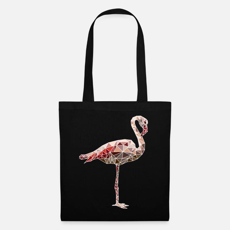Flamingo Polygon Mosaik pink rosa - Stoffbeutel - Schwarz