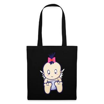 Bébé fille fille avec un arc - Sac en tissu - noir - Devant