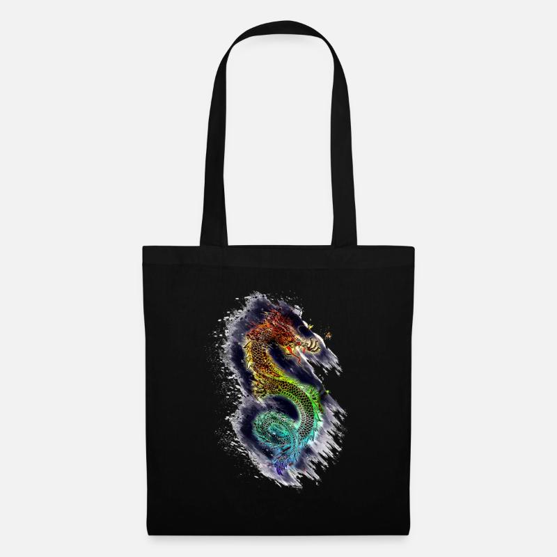 Drache Dragon - Stoffbeutel - Schwarz
