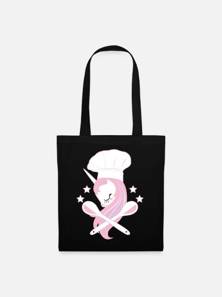 Backen Einhorn Geschenk Bäcker - Stoffbeutel - Schwarz