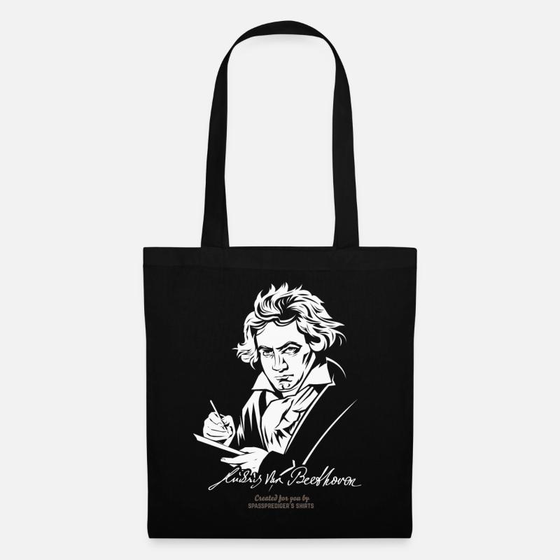 Beethoven Porträt mit Unterschrift - Stoffbeutel - Schwarz