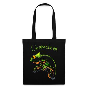Vivid Chameleon Illustration für Naturfreunde - Stoffbeutel - Schwarz - Vorne