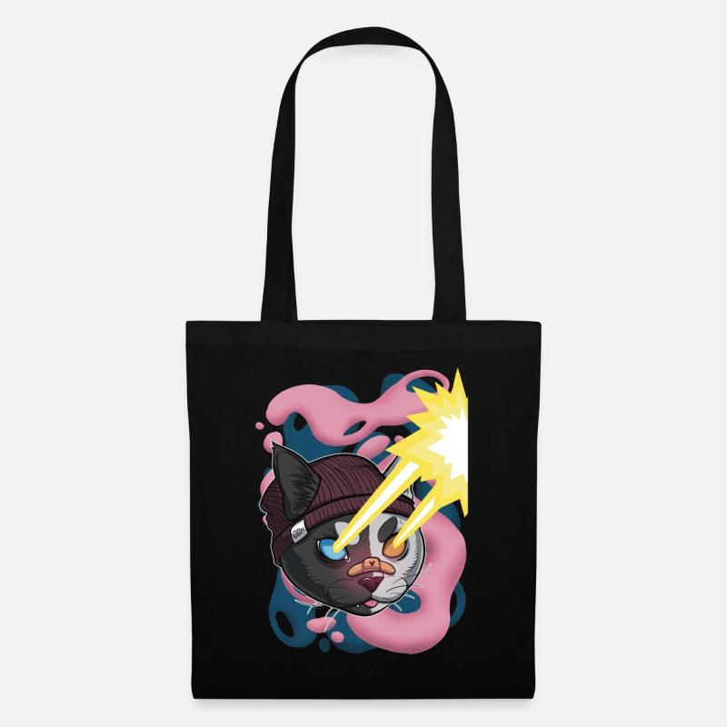 Laser beam cat - Tote Bag - black