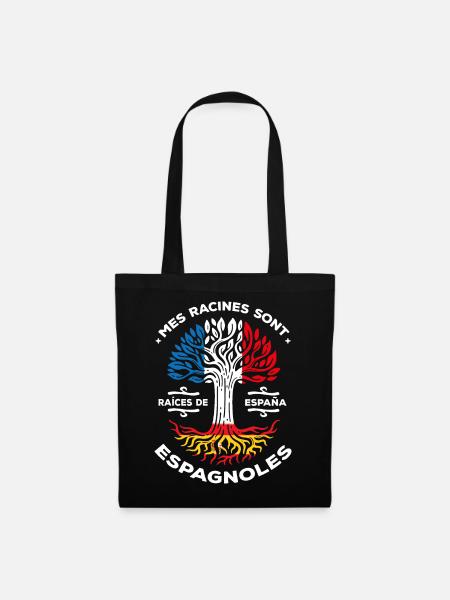 Mes racines sont espagnoles Arbre France Espagne - Sac en tissu - noir