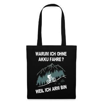 E-Bike, Mountainbike, bergauf, radfahren, Berge - Stoffbeutel - Schwarz - Vorne