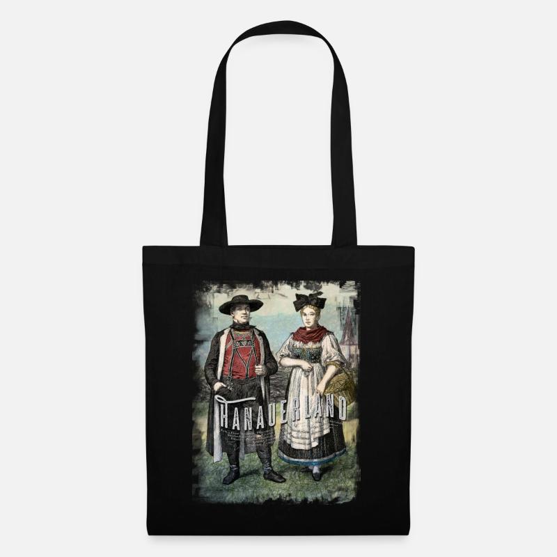 Hanauerland Tracht, Orte, Retro - Stoffbeutel - Schwarz