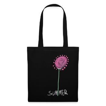 Abstrakte Sommerkristall Blumenillustration - Stoffbeutel - Schwarz - Vorne