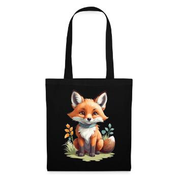 Mignon petit renard - Sac en tissu - noir - Devant